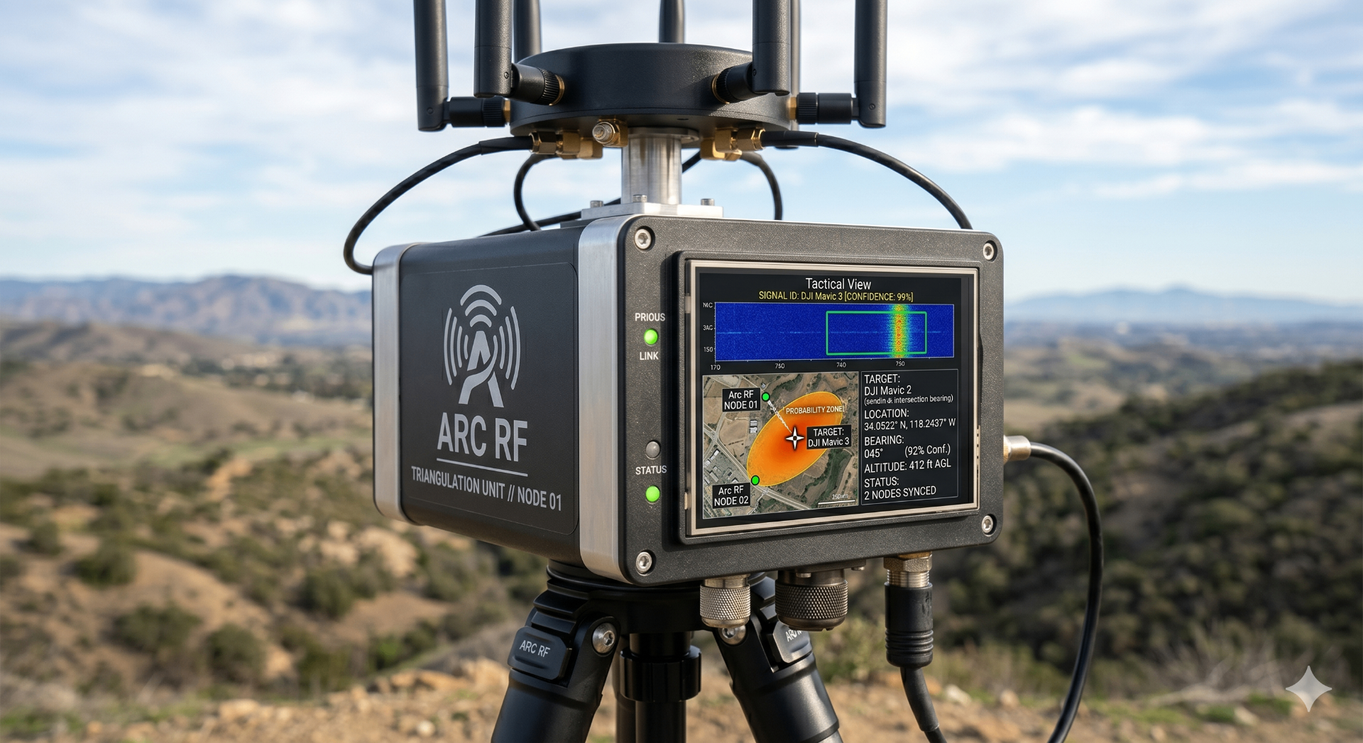 Arc-RF direction-finding ground station with tactical display